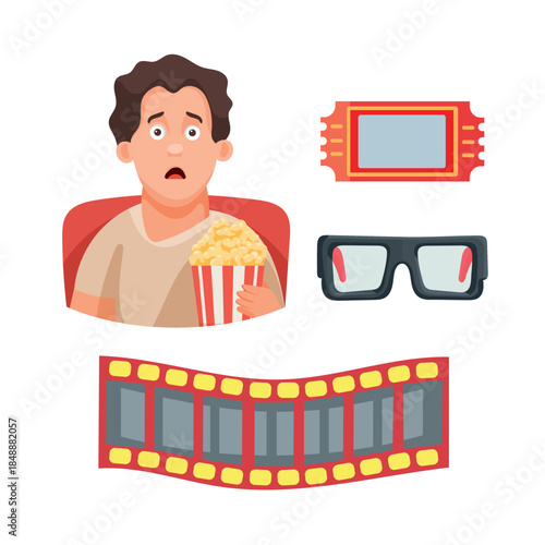 Movie set. Flat vector clipart, illustration with isolated background.