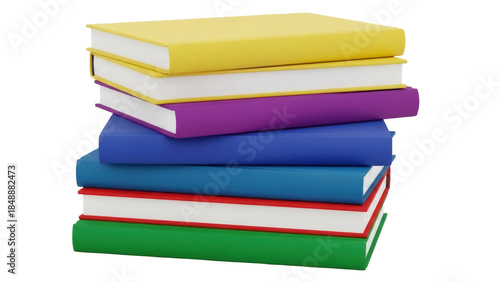 Wallpaper Mural Stack of colorful books isolated PNG on transparent background, yellow purple blue red and green books for education and reading Torontodigital.ca