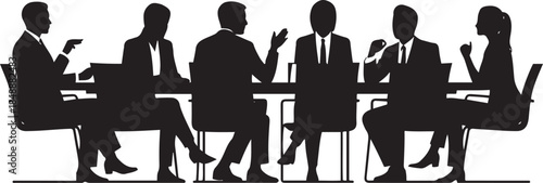 Business Meeting Silhouettes Around a Table discussion