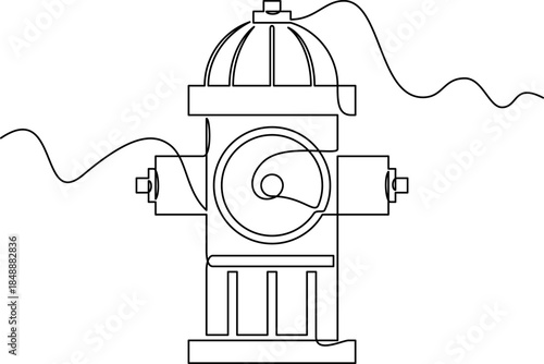 one line art Fire Hydrant vector illustration. line art, one continuous line, simple, hand drawn and sketch style. for icons, symbols, signs or logos. PNG
