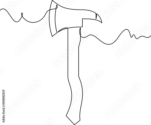 one line art Fireman Axe vector illustration. line art, one continuous line, simple, hand drawn and sketch style. for icons, symbols, signs or logos. PNG
