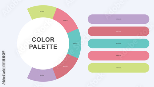 Pastel Color Palette Infographic – Modern Circular Chart with Hex Codes Vector
