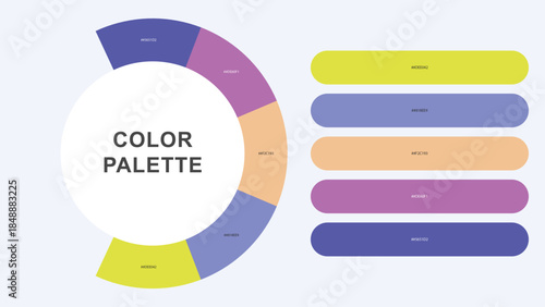 Pastel Color Palette Infographic – Modern Circular Chart with Hex Codes Vector
