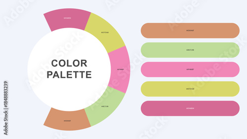Pastel Color Palette Infographic – Modern Circular Chart with Hex Codes Vector