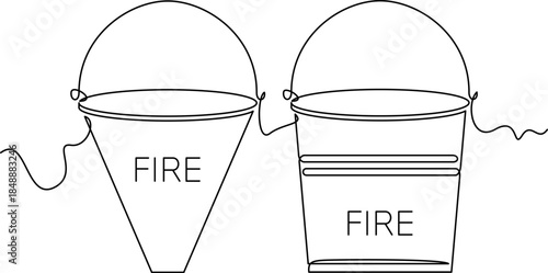 one line art Firefighter Bucket vector illustration. line art, one continuous line, simple, hand drawn and sketch style. for icons, symbols, signs or logos. PNG