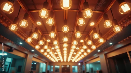 Retro Light Bulbs Tunnel Effect - Vintage Edison Bulbs Animation with Warm Glow for Entertainment, Theater and Cinema Backgrounds