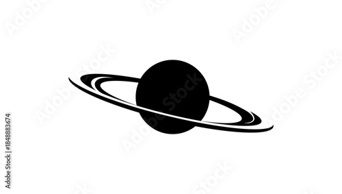 Symbol of the planet Saturn, black isolated silhouette
