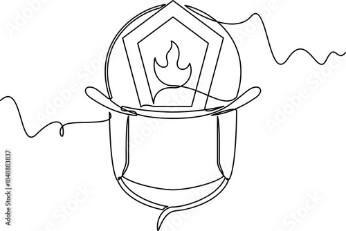 E1 Whistleone line art Firefighter Helmet vector illustration. line art, one continuous line, simple, hand drawn and sketch style. for icons, symbols, signs or logos. PNG