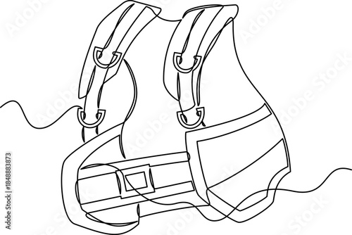 one line art Buoyancy Compensator vector illustration. line art, one continuous line, simple, hand drawn and sketch style. for icons, symbols, signs or logos. PNG