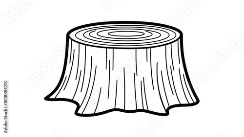 Minimalistic Black and White Illustration of a Tree Stump for Nature and Forestry Projects