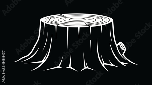 Minimalist Illustration of a Tree Stump with a Black Background Emphasizing Simplicity and Design