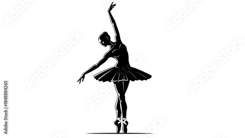 Elegant ballerina silhouette performing a graceful dance pose in monochrome style