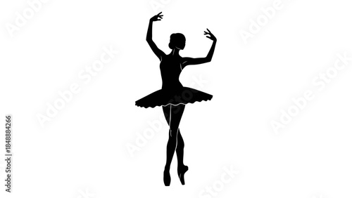 Elegant silhouetted ballet dancer with poised arms and graceful stance