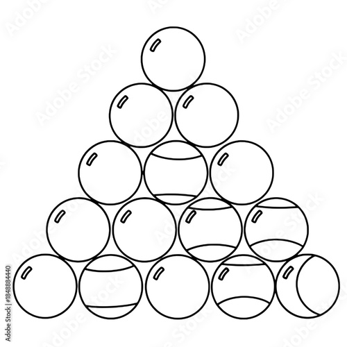 Billiard and Pool Game Line Art Illustration Set
