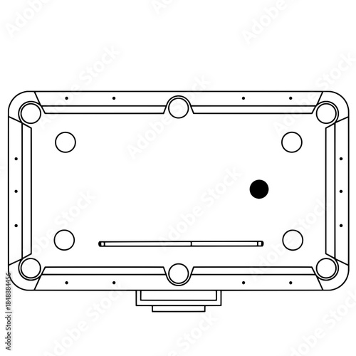 Billiard and Pool Game Line Art Illustration Set

