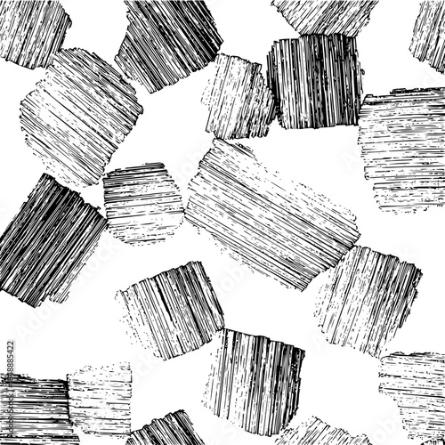 Black and White Rectangular Brush Strokes on White Background