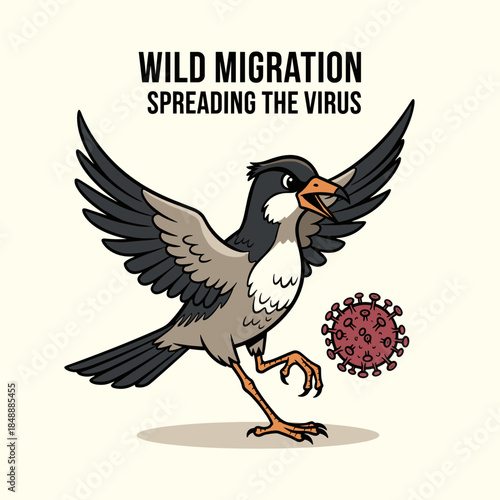 Wild bird migrating while spreading the virus related to Bird Flu  