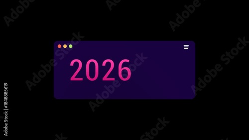 Futuristic 2026 calendar on dark interface