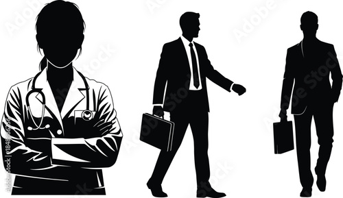 silhouettes of business people illustration vector  