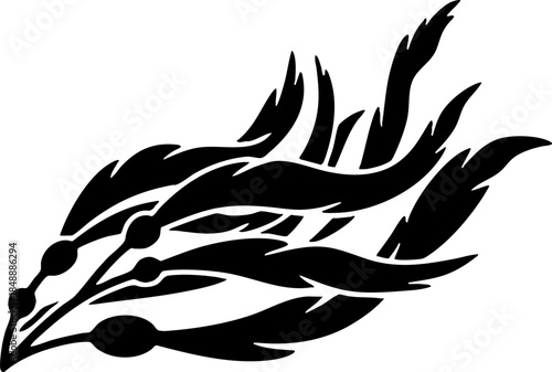 Kelp Seaweed Underwater Plant Graphic Design Element Silhouette