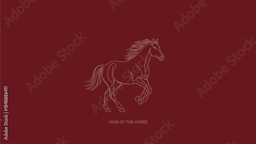 A majestic horse in motion illustrated in a minimalist style against a bold red background
