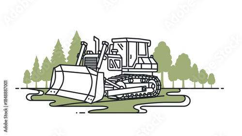 Heavy Machinery Clearing Forest Area