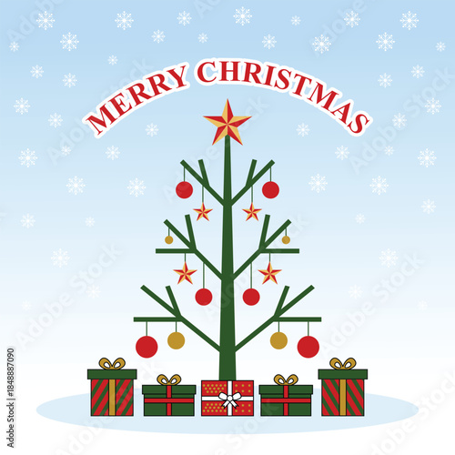 Christmas tree with gifts vector illustration 