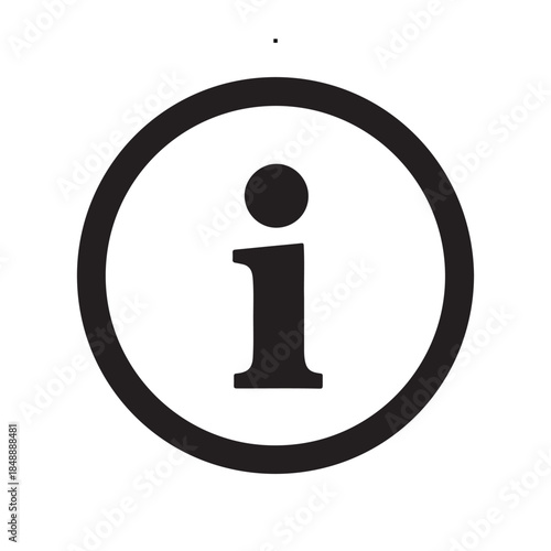 Conceptual graphic illustration depicting a universal information symbol within a bold circular frame, representing help, details, or a notification for various digital interfaces