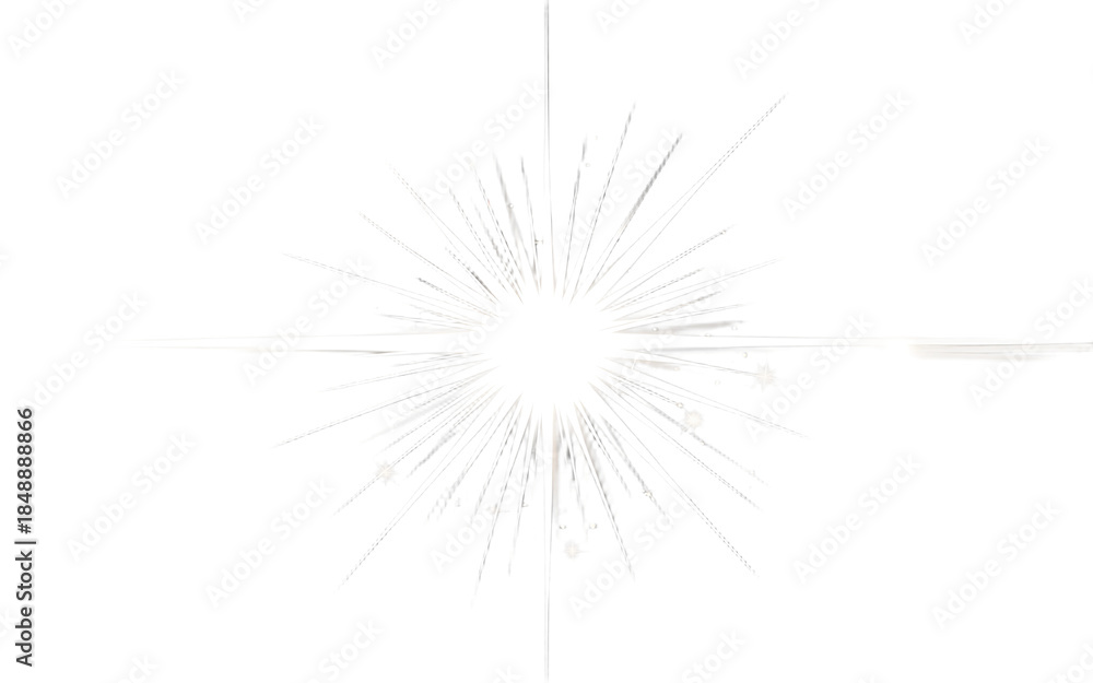 Fototapeta premium White burst explosion with radiating lines on transparent background