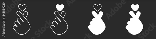 Love hand gesture icon, finger signs silhouette, romantic valentine illustration, cute mini sticker, creative business concept, vector poster 