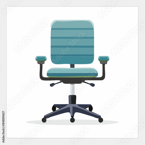 Modern teal ergonomic office chair vector illustration in a flat design style, perfect for home office or corporate workspace concepts