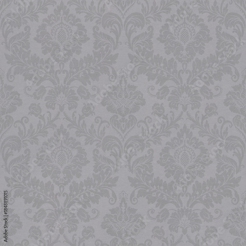 Silver Damask Fabric Texture