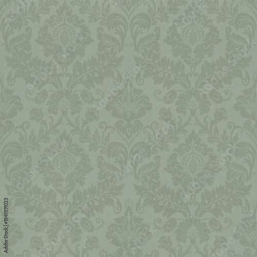 Sage Damask Fabric Texture