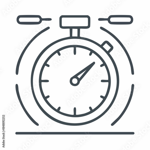 Minimalist outline stopwatch icon representing time tracking and efficiency in a clean vector design