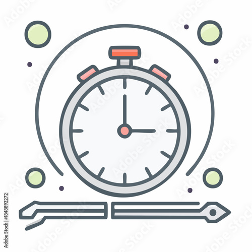 Sleek outline vector icon depicting a stopwatch with a linear progress bar, symbolizing time management, speed, productivity, and project tracking for business and personal efficiency