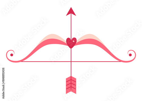 Cute illustration of Cupid's bow. Romantic element for Valentine's Day. Vector on a white background.