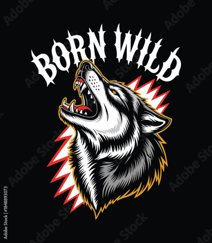 Born Wild Wolf Howling Graphic Art | Primal Spirit Design t shirt design