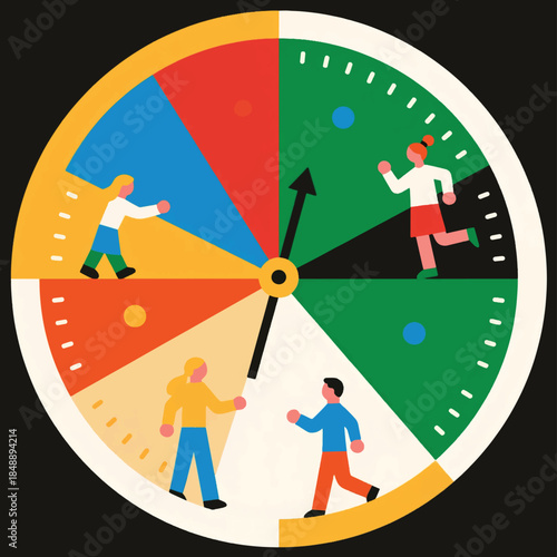Conceptual Illustration Of School Hours, Students Doing Activities In Them Vector Design Template