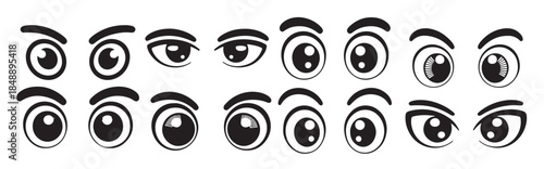 collection of cartoon eyes illustrations black and white