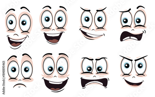 collection of cartoon face expressions showing various 
