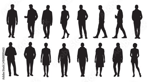 collection of diverse male and female human silhouettes 