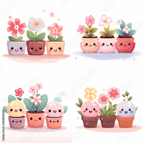 set of flowers