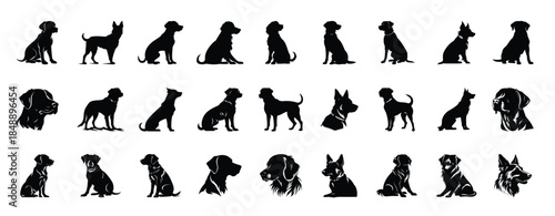 dog silhouette black clipart bundle