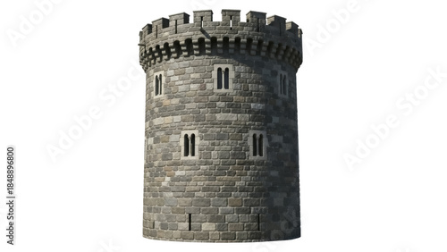 Canvas Print Stone castle tower PNG isolated on transparent background, medieval architecture