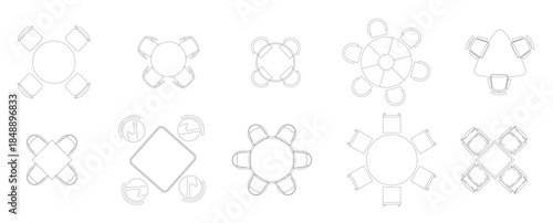 furniture icon interior plan view top set architecture