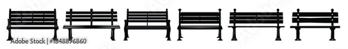 garden bench black silhouette clipart set 