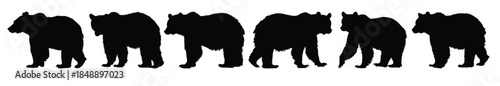 grizzly bear silhouette clipart set