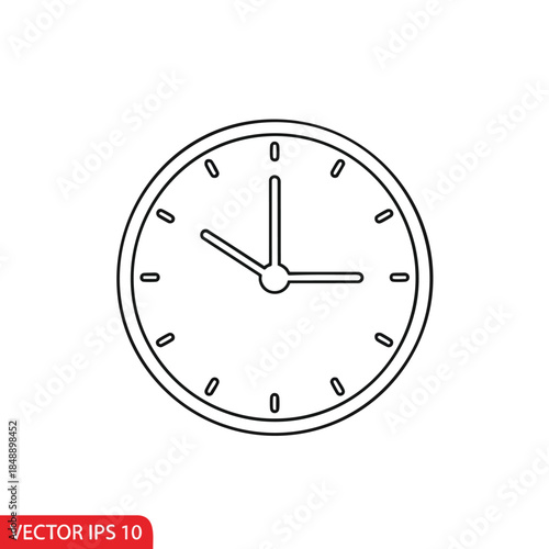 A simple outline of a clock face displaying the time, hands at approximately 1015