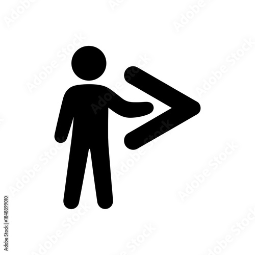 Man Holding Greater-Than Sign Icon