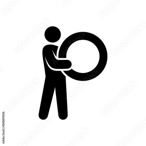 Man Holding Ring Shape Icon
